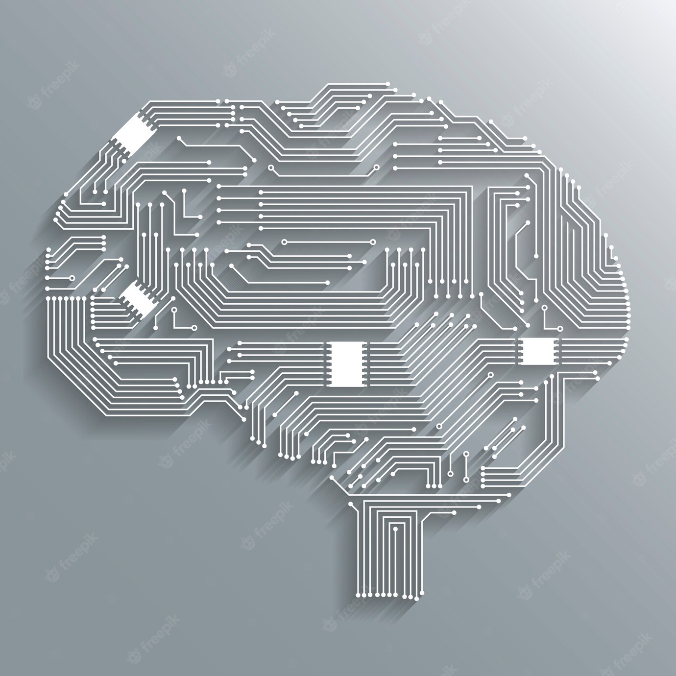 Electronic Computer Technology Circuit Board Brain Shape Background Emblem Isolated Vector Illustration 1284 2003