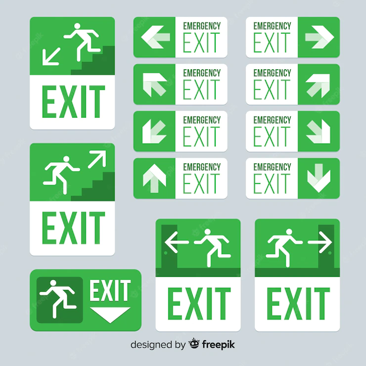 Exit sign collection Free Vector