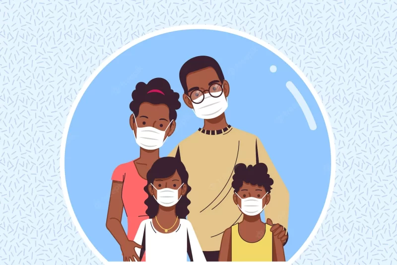 Family protected from the virus Free Vector Family protected from the virus Free Vector