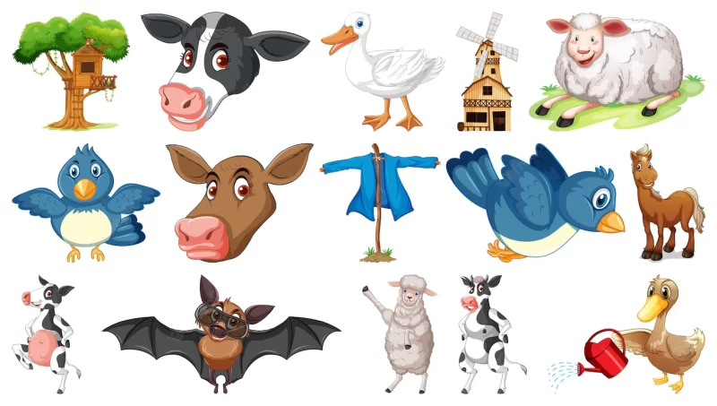 Farm animals on white background Free Vector