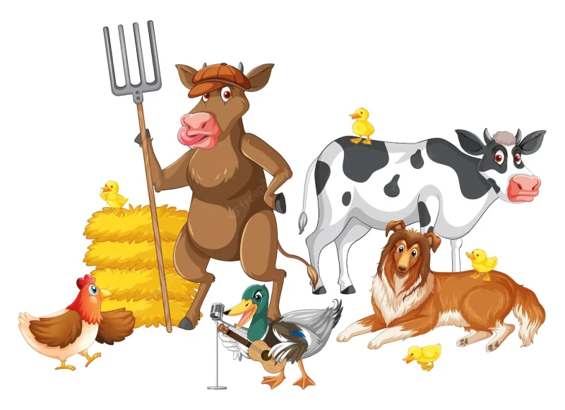 Farm animals on white background Free Vector