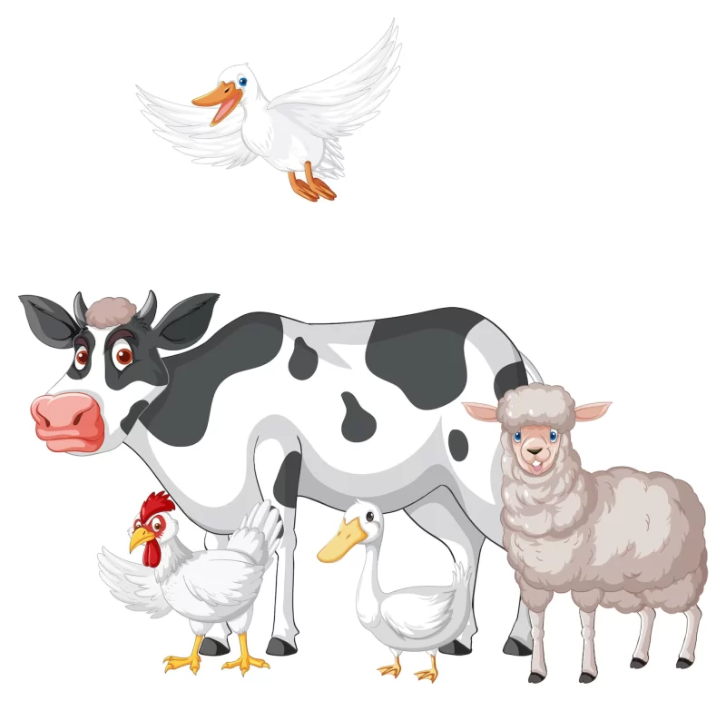 Farm animals on white background Free Vector