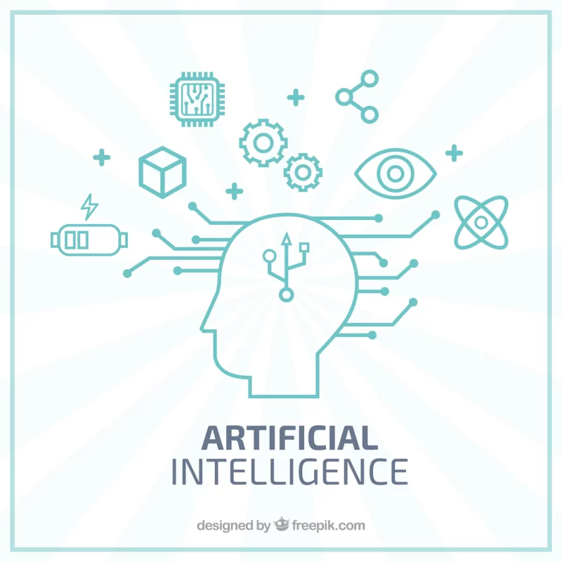 Flat artificial intelligence background Free Vector