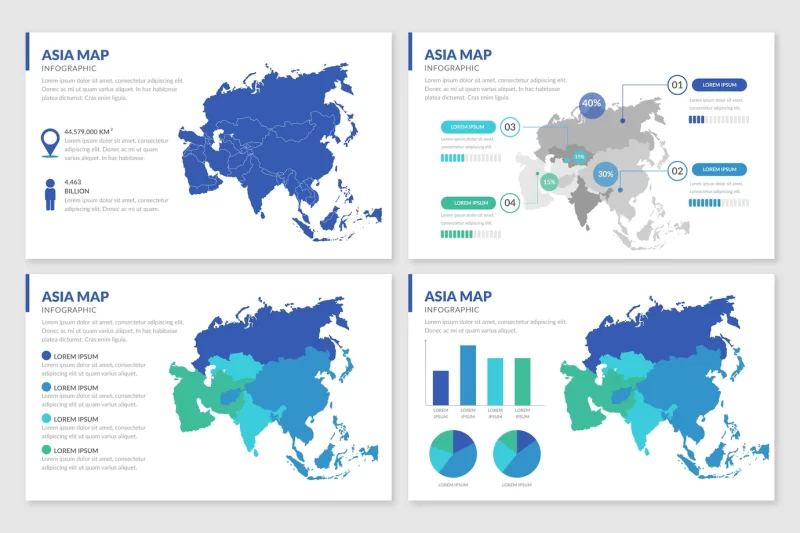 Flat Asia map infographic Free Vector