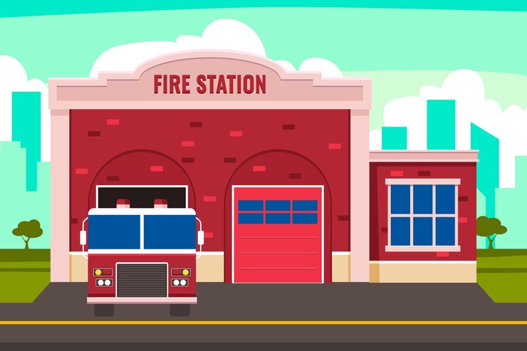 Cartoon fire station Free image download