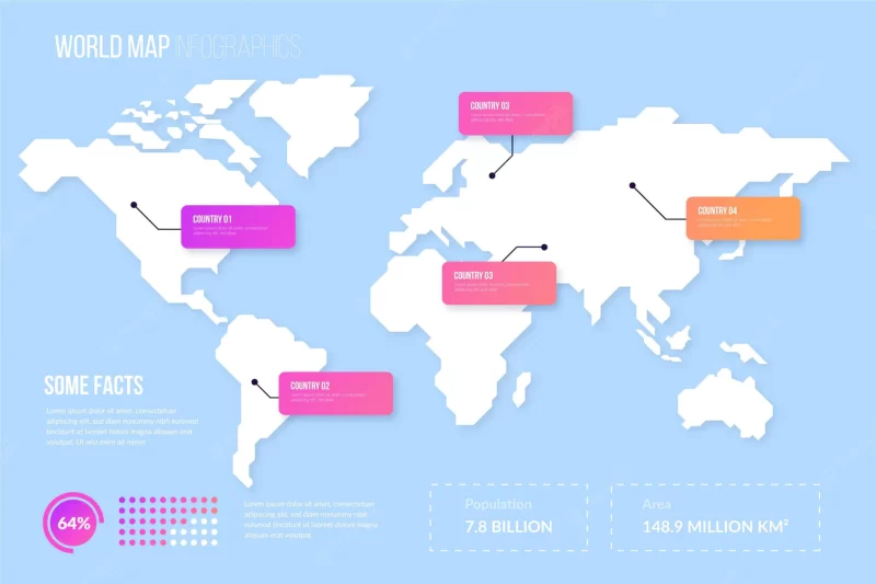 Flat design maps infographic Free Vector