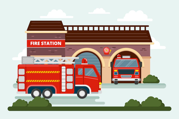 Illustration of fire station Free image download