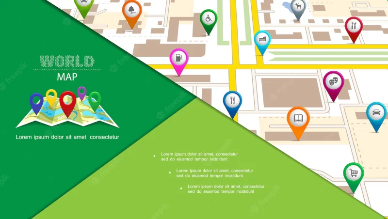 Flat navigation system composition Free Vector