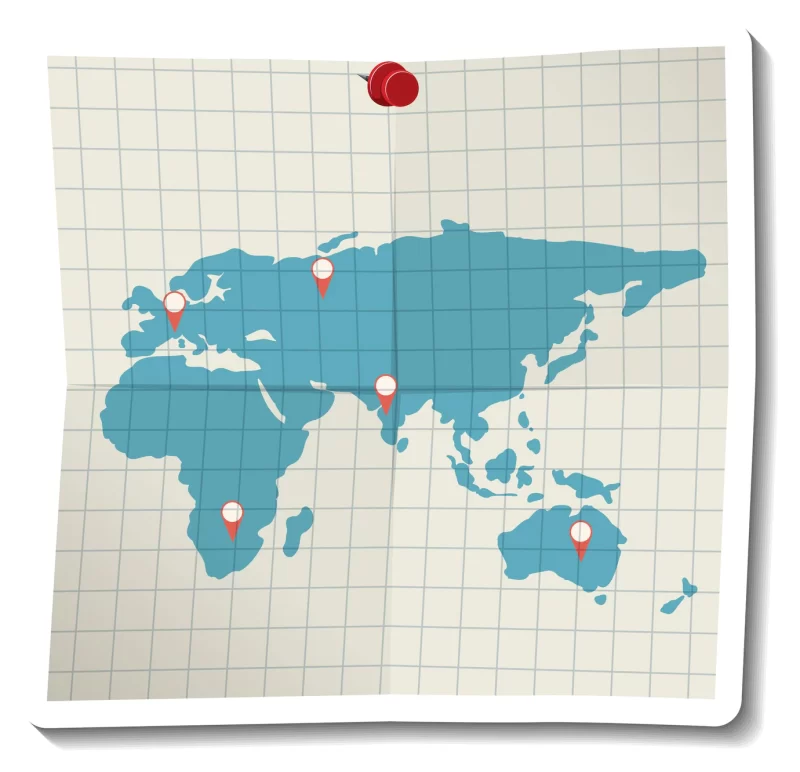 Folded paper world map Free Vector