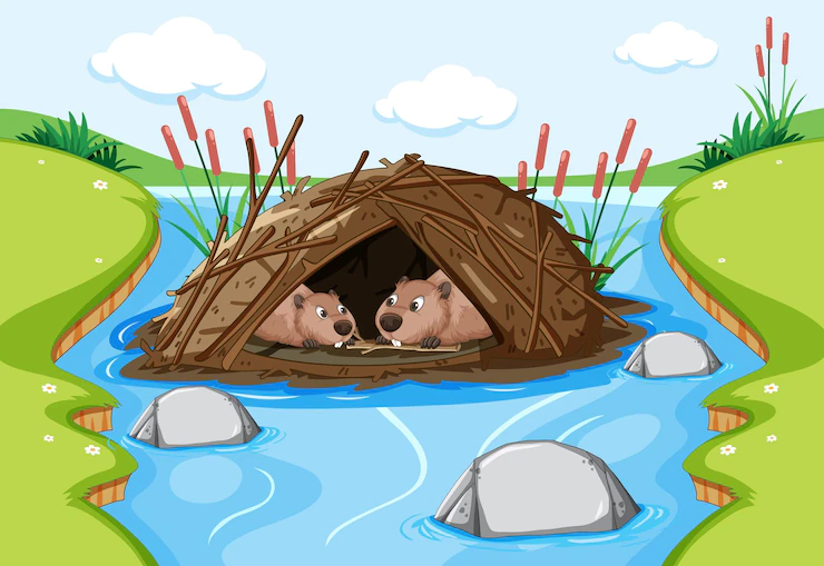 Beavers  in dam Free image download