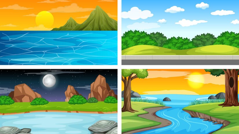 Four Different Scene Nature Park Forest 1308 58872