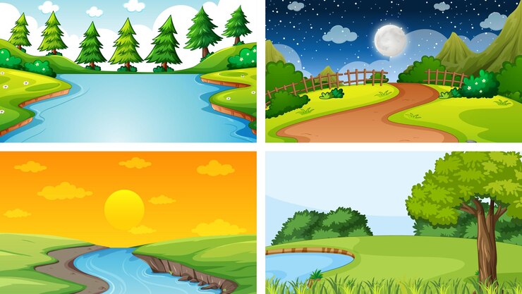 Four Different Scene Nature Park Forest 1308 59844