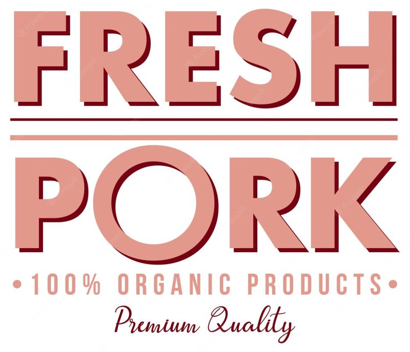 Fresh pork word logo design for organic meat products Free Vector