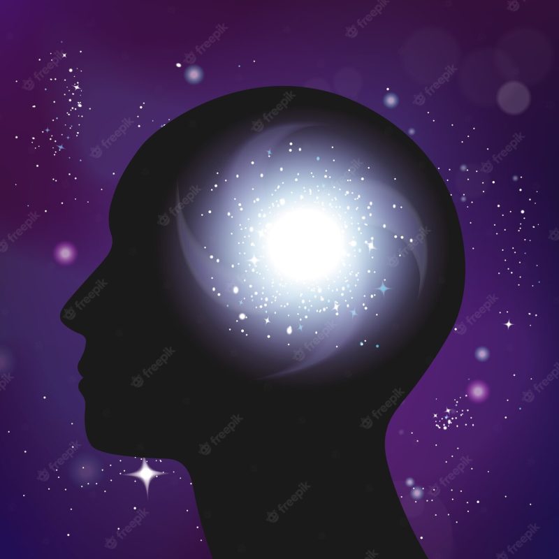 Galaxy psychology concept realistic composition Free Vector