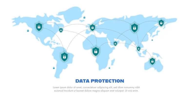 Global data security, personal data security, cyber data security online concept illustration, internet security or information privacy & protection. Free Vector