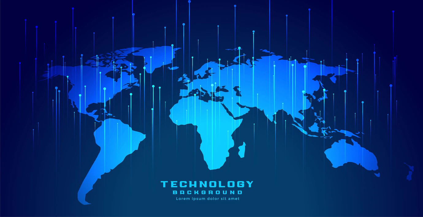 Global World Map With Digital Verticle Lines 1017 33692