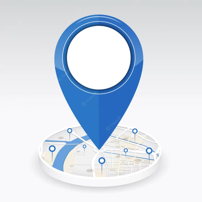 Gps icon on center of the city map with pin location Premium Vector