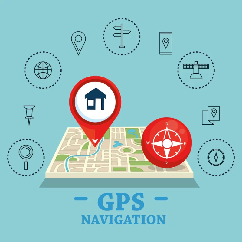 Gps navigation set icons Free Vector