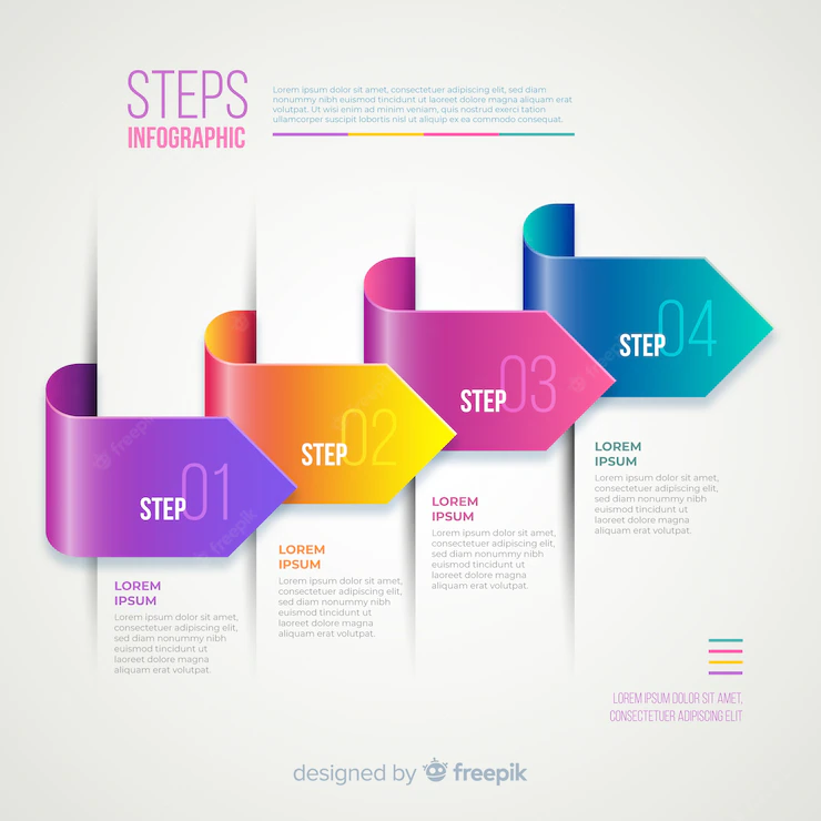 Gradient Realistic Colorful Step Infographics 52683 12524