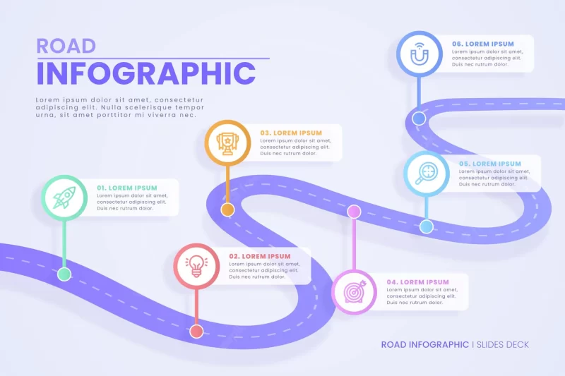 Gradient roadmap infographic template Free Vector