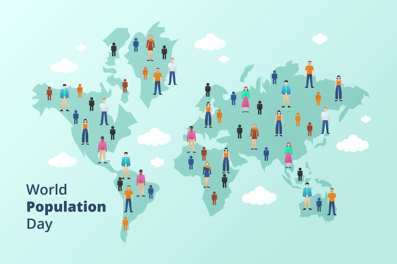 Gradient World Population Day Background With People World Map 23 2149434793