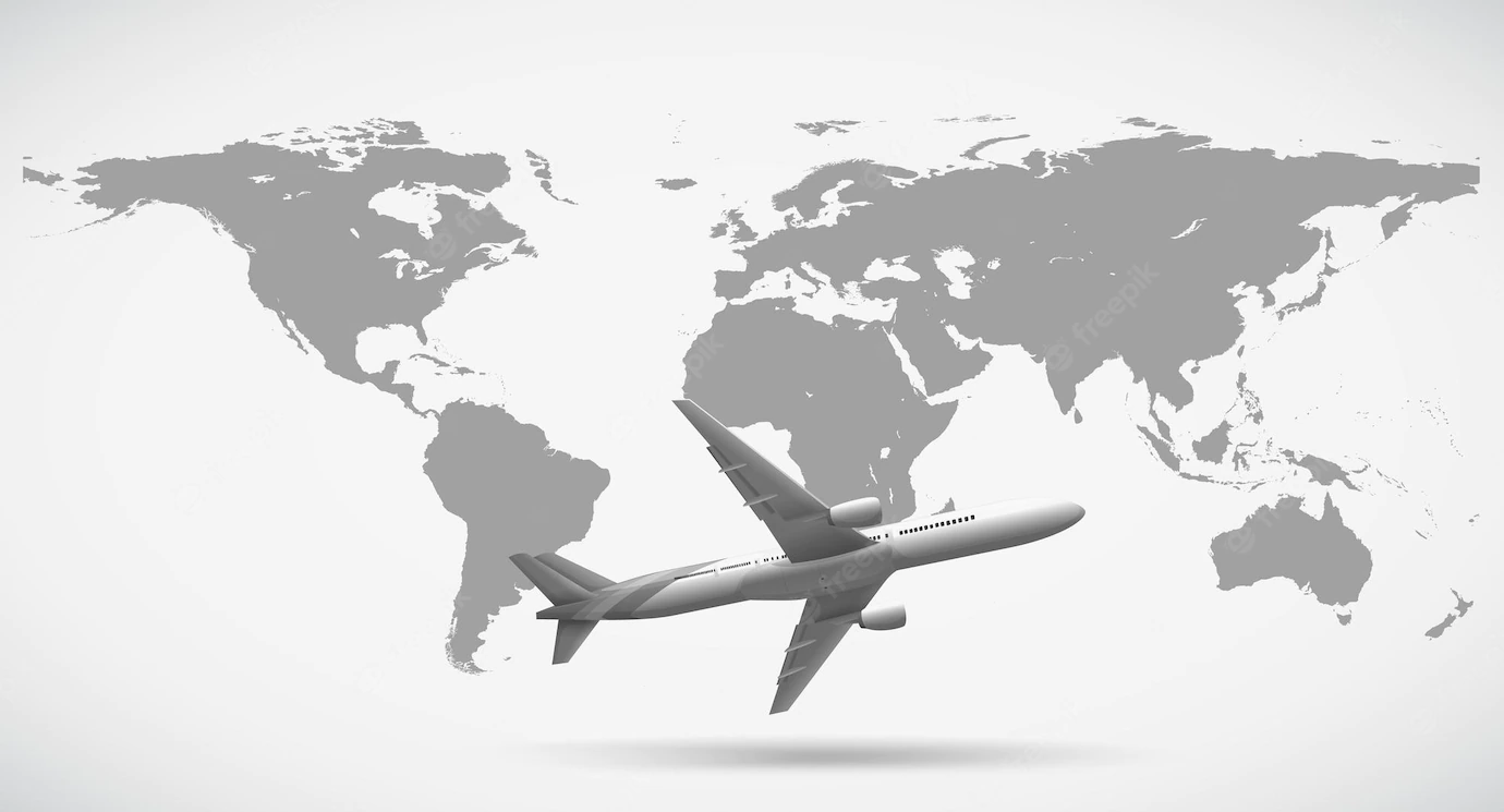 Grayscale World Map Airplane 1308 71438