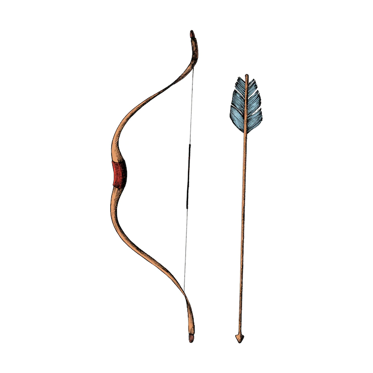 Hand drawn bow and arrow Free Vector