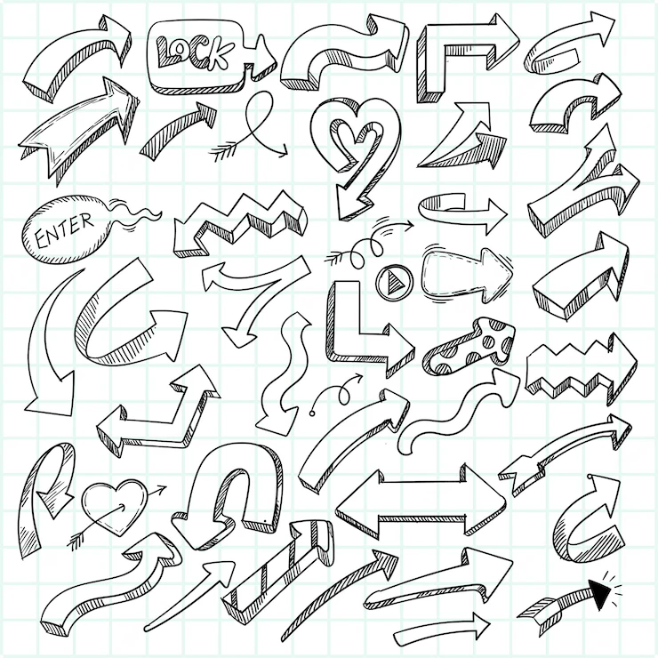 Hand Drawn Creative Geometric Arrow Set Design 1035 20291