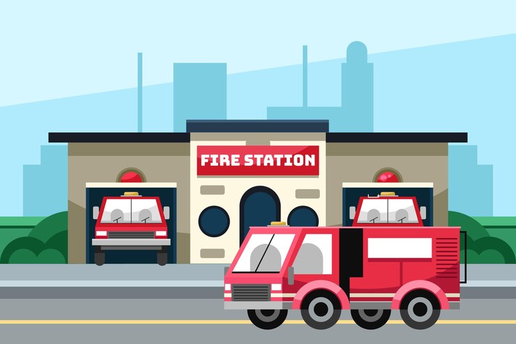 Cartoon fire station  Free image download