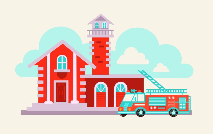 Hand drawn fire station Free Vector