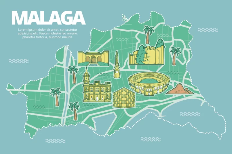 Hand drawn Málaga map Free Vector