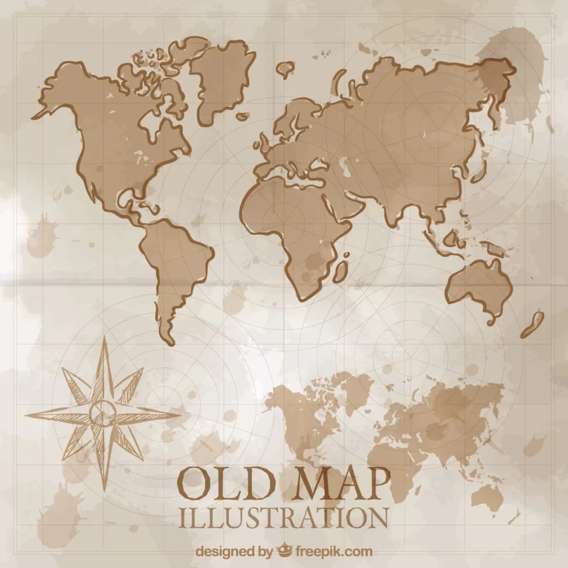 Hand drawn vintage world map Free Vector