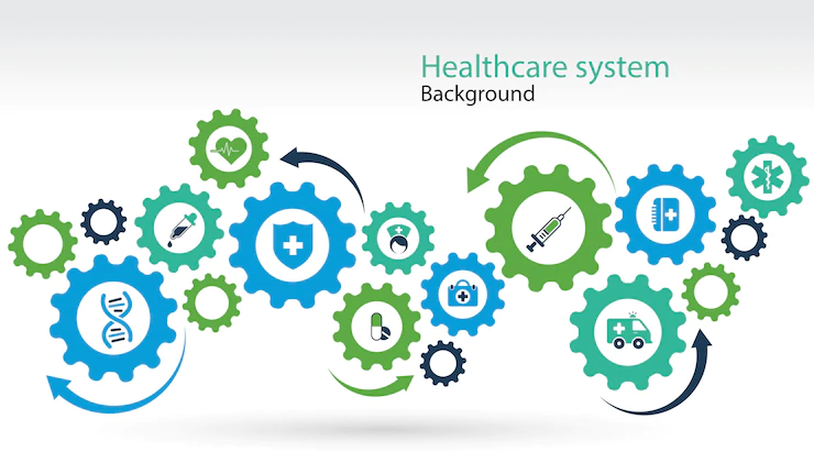 Healthcare mechanism system background Free Vector