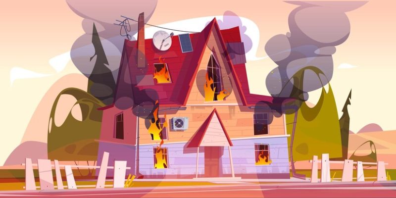 Cartoon house on fire  Free image download