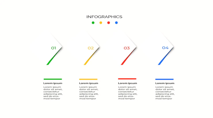 Infographic arrow design with 4 options or steps Free Psd