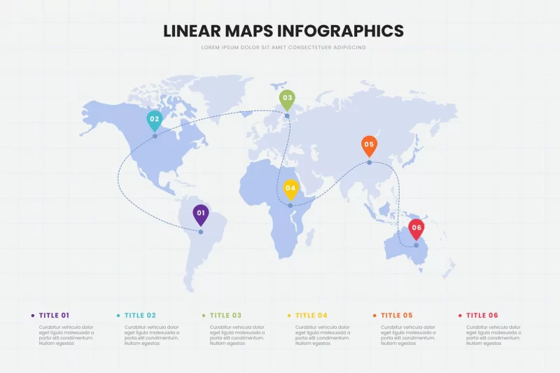 Infographic template with linear map Free Vector