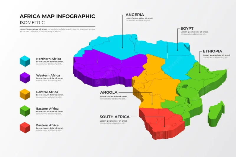 Isometric Africa map infographic Free Vector