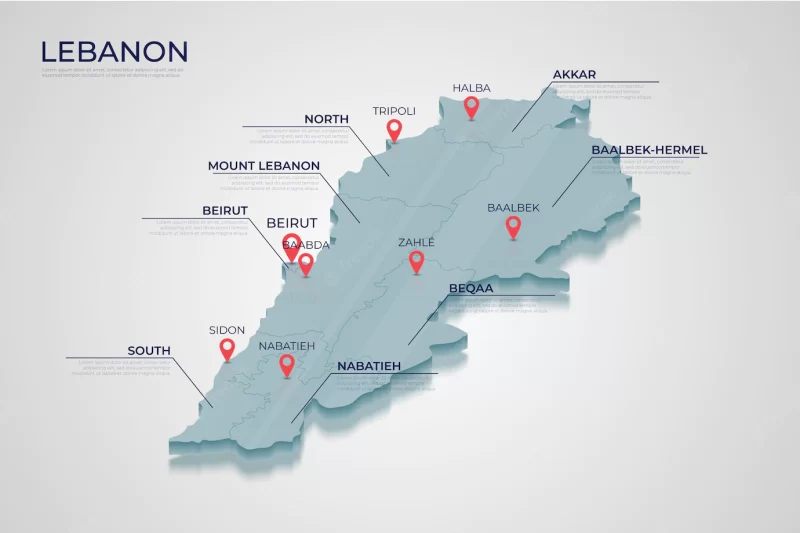 Isometric Lebanon map divided Free Vector