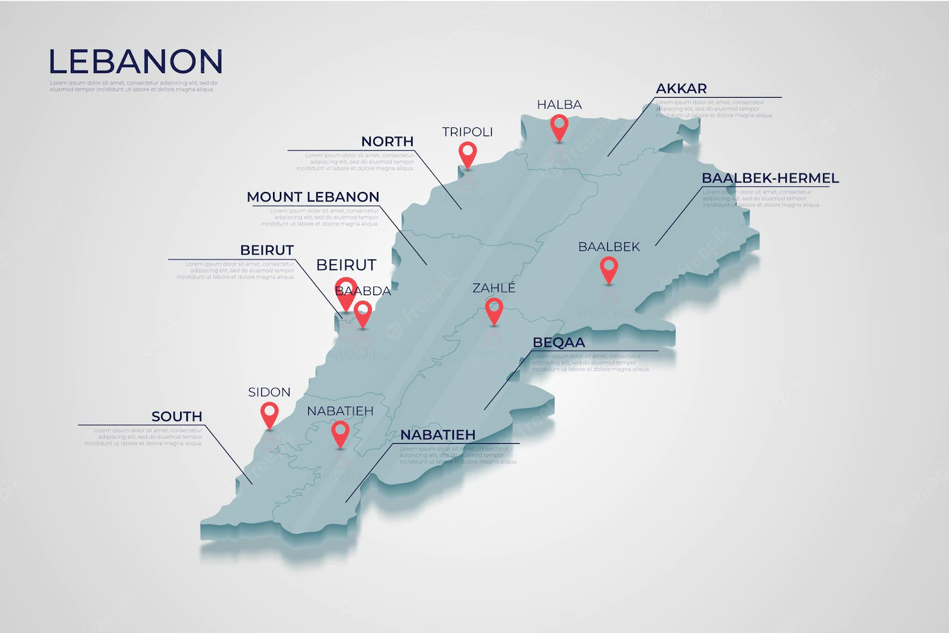 Isometric Lebanon Map Divided 23 2148987354