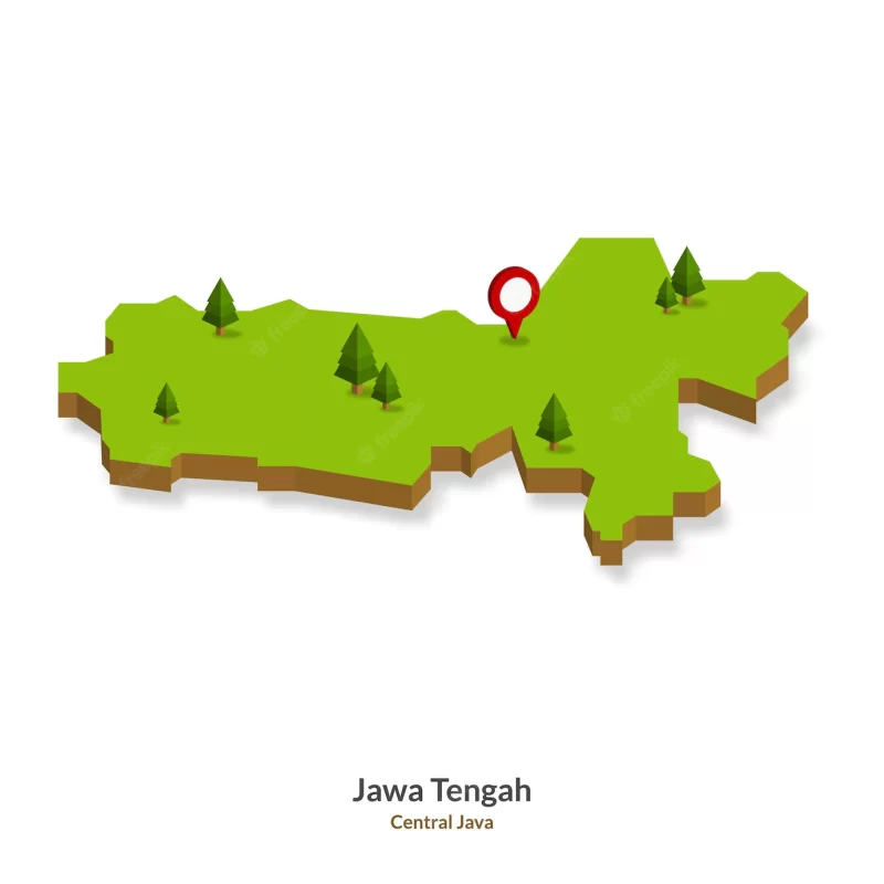 Isometric map of central java province indonesia simple 3d map vector illustration Premium Vector