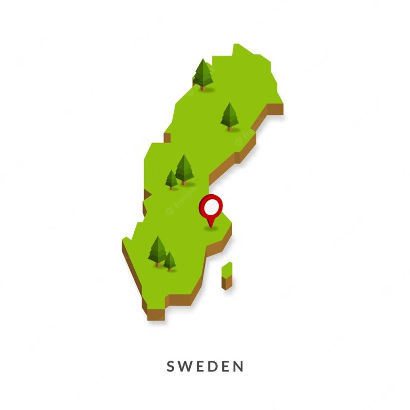 Isometric map of sweden simple 3d map vector illustration Premium Vector