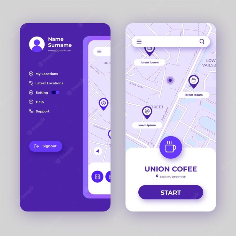 Location app interface Free Vector