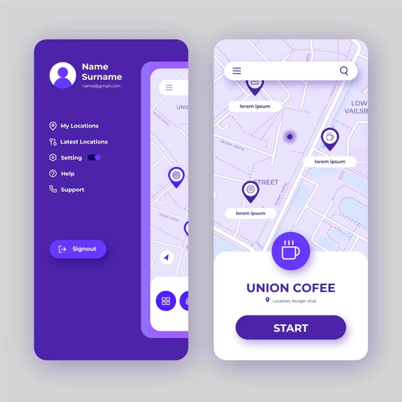 Location app interface Free Vector