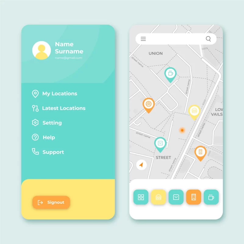 Location app interface Free Vector