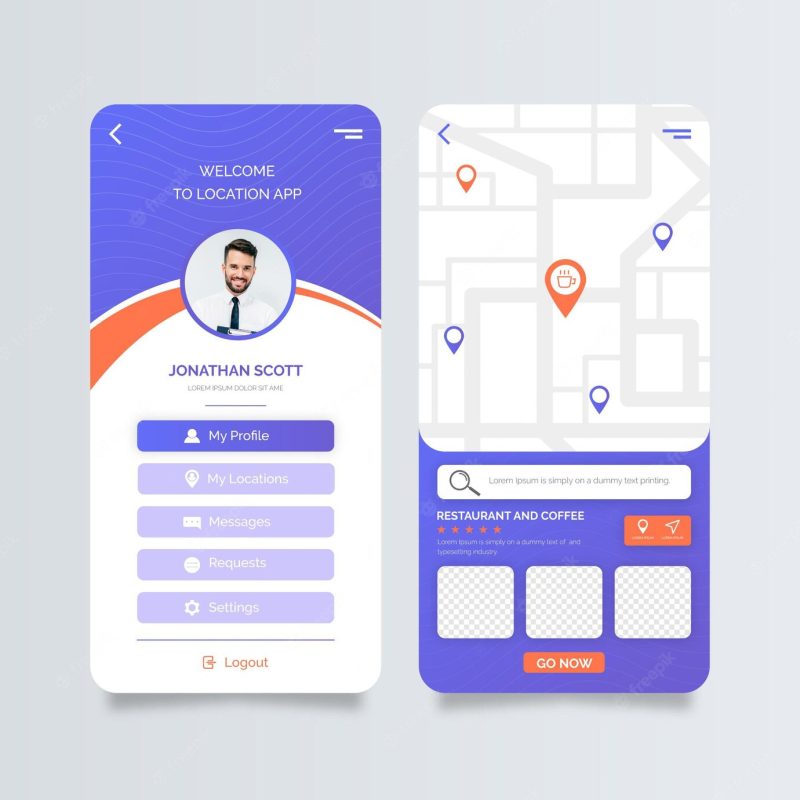 Location app screens Free Vector