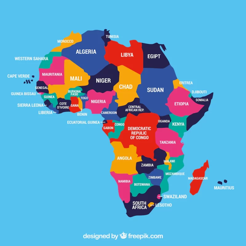 Map of Africa continent with different colors Free Vector