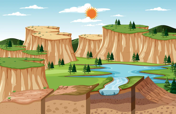 View of landscape with soil layers Free Vector