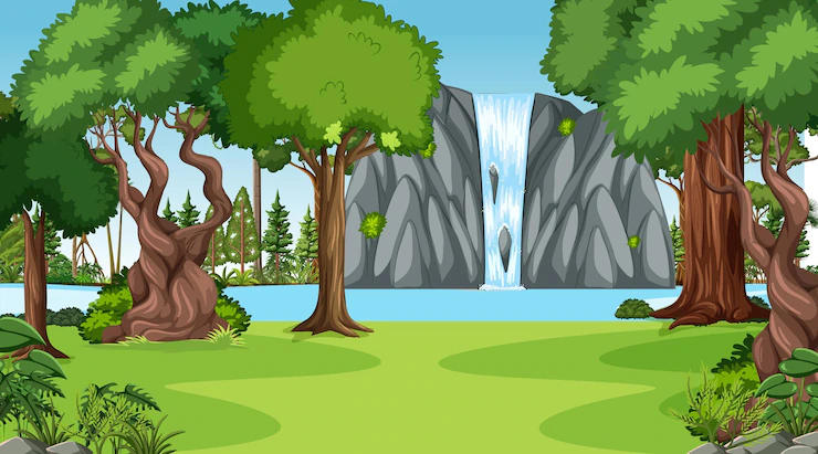 Nature Scene With Waterfall Forest Landscape 1308 60041