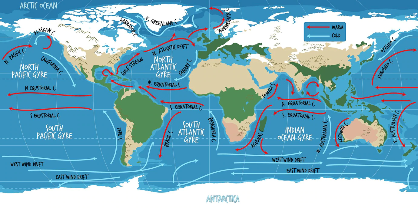 Ocean Current World Map With Names 1308 57073