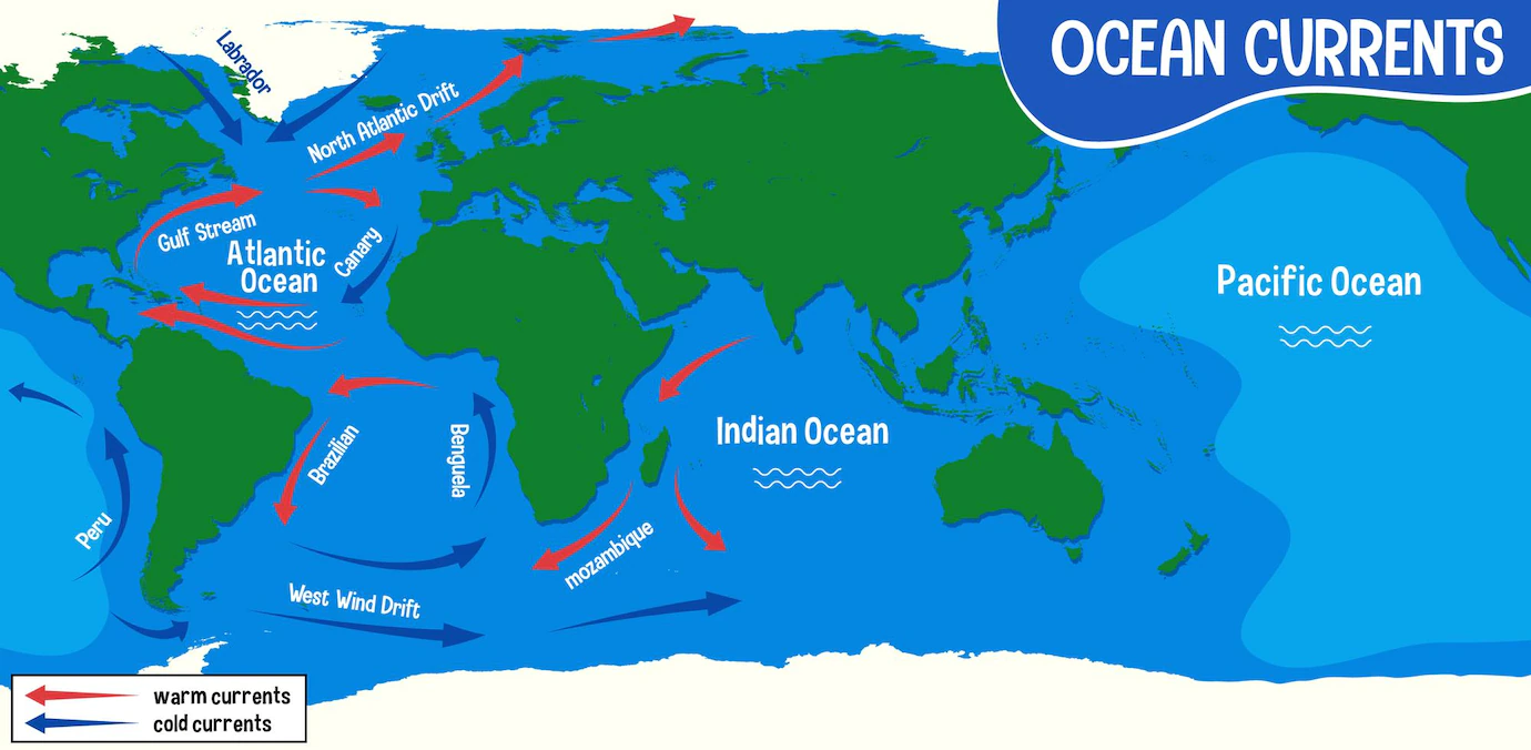 Ocean Currents World Map 1308 57076